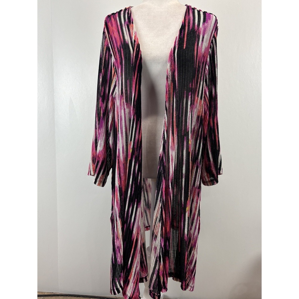 Catherine's Open Front Cardigan Sz 4X 30W 32W Colorful Long Loose Knit